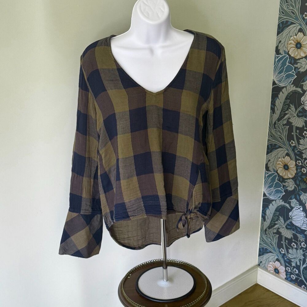 Cloth and Stone Blue and Green Long Sleeve Plaid Flannel XS